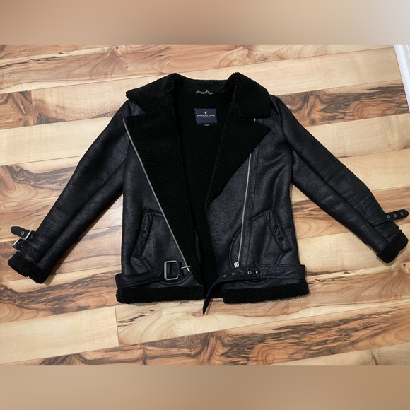 American Eagle Faux Sherling Jakcet - S - Black - Picture 2 of 3